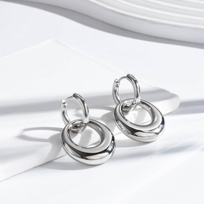 Wholesale 18K Real Gold Stainless Steel Round Earrings